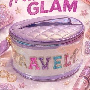 Travel Glam Iridescent Clear Holographic Cosmetic Makeup Bag NWT